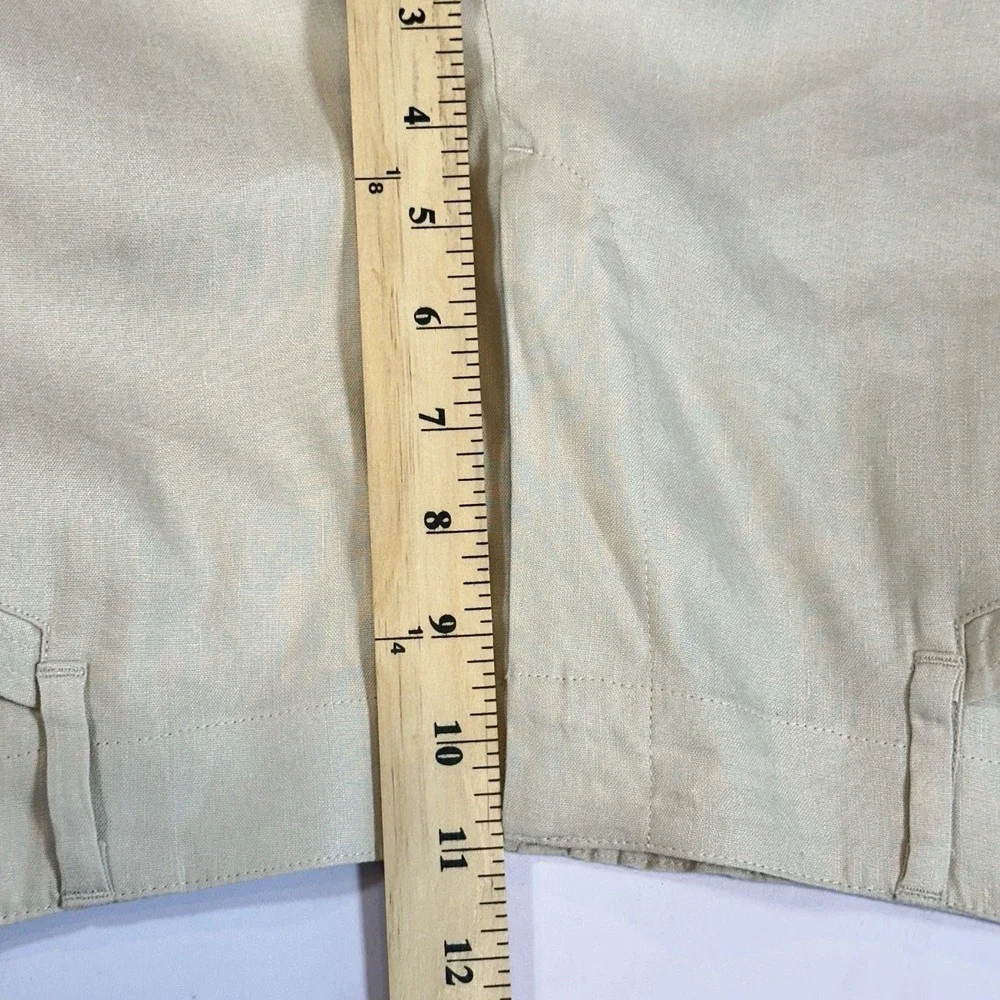 J‎ Jill Linen Stretch Pants Womens 16 Beige Pull On Elastic Back Straight Leg